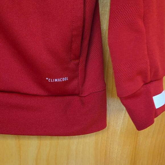 Adidas Boys Track Zip-up Jacket Small Red And White - Picture 2 of 5